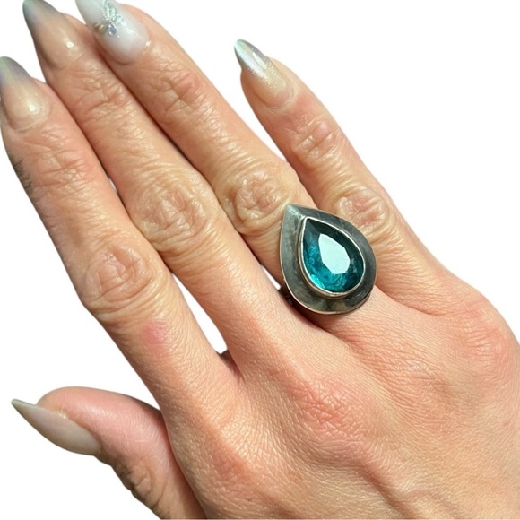 ✨🩵𝟗𝟐𝟓 𝐒𝐈𝐋𝐕𝐄𝐑 FLUORITE ring - Picture 2 of 2